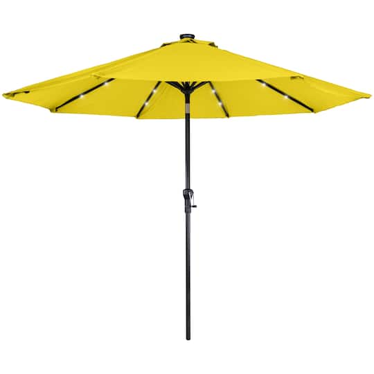9ft. Solar Lighted Outdoor Patio Market Umbrella